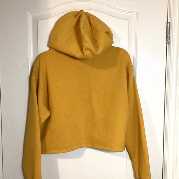 Divided Basics Women's Yellow Cropped Hoodie Size M Oversized Baggy - Picture 5 of 8